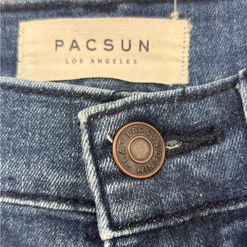 PacSun High Rise Destressed Power Super Stretch Ankle Skinny Raw Hem Size 23 - Picture 4 of 8
